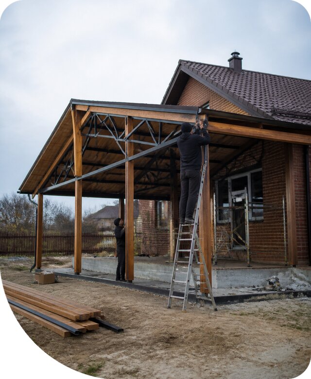 Пристройка навеса к дому и участку в Заинске под ключ